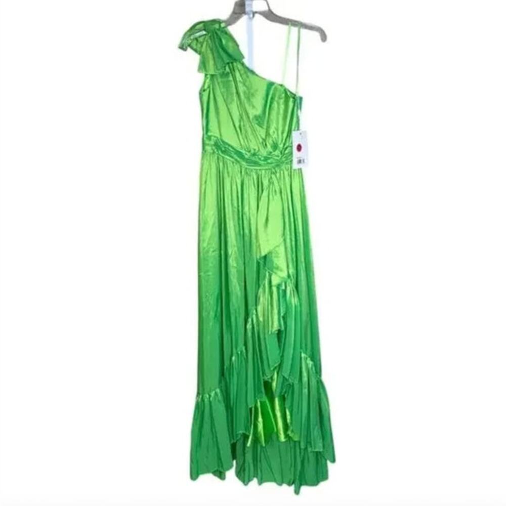 MAC DUGGAL Dress Size 0 Evening Gown NEW Green Bow One Shoulder Ruffle - Picture 4 of 8